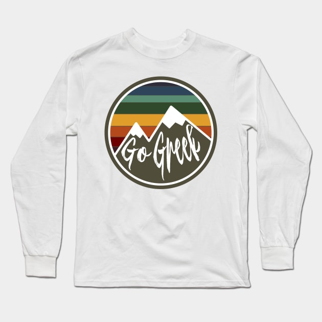 Go Greek Mountain Patch Long Sleeve T-Shirt by Rosemogo